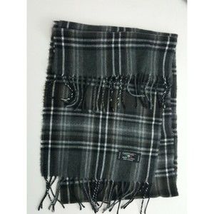 CASHME Charcoal Gray Plaid Scarf-Made in Italy-72"L x 11"W Acrylic